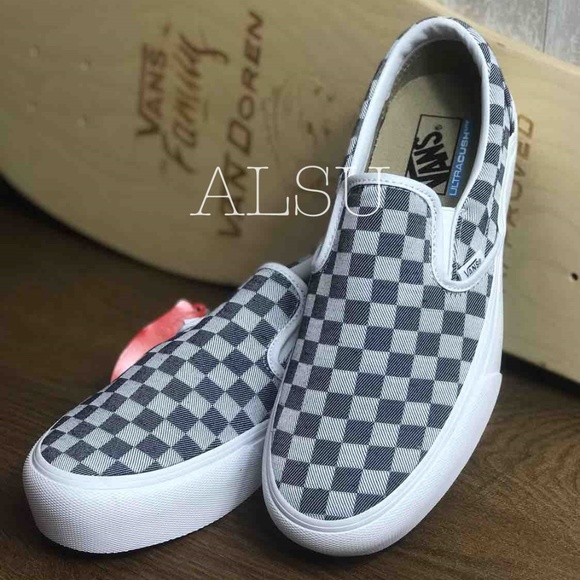 NWT VANS Slip On Platform Checkerboard Denim Kid's - Picture 3 of 7